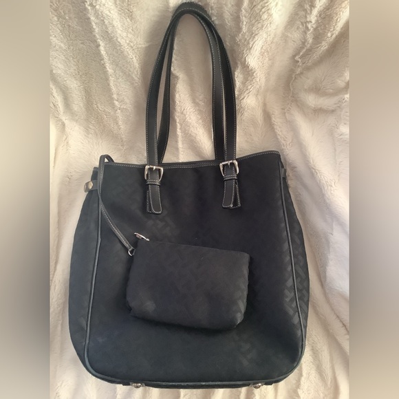 Talbots Black Leather Accent Tote - Picture 2 of 4
